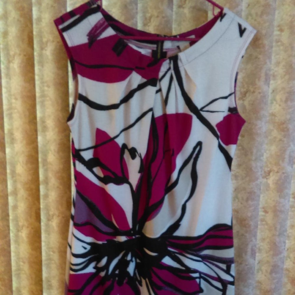 Cream/magenta floral sleeveless dress 12P